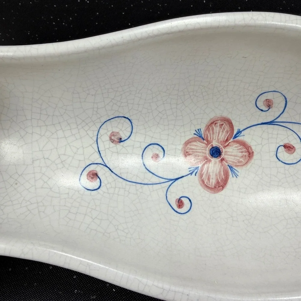 Fradelfio Italian Ceramic Floral Centerpiece Bowl Hand Painted Pierced 14 inch